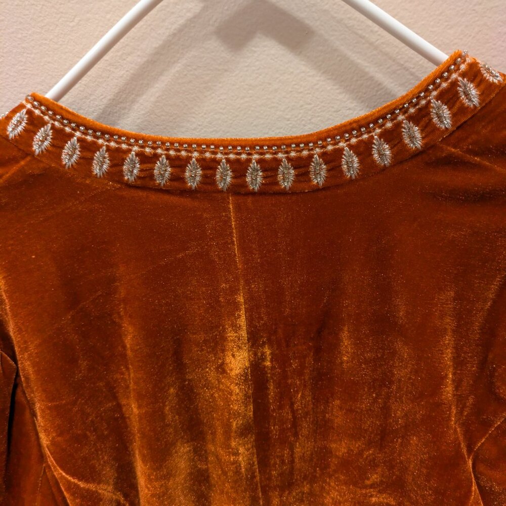 Burnt orange Velvet/Beaded Blazer - Picture 7 of 8
